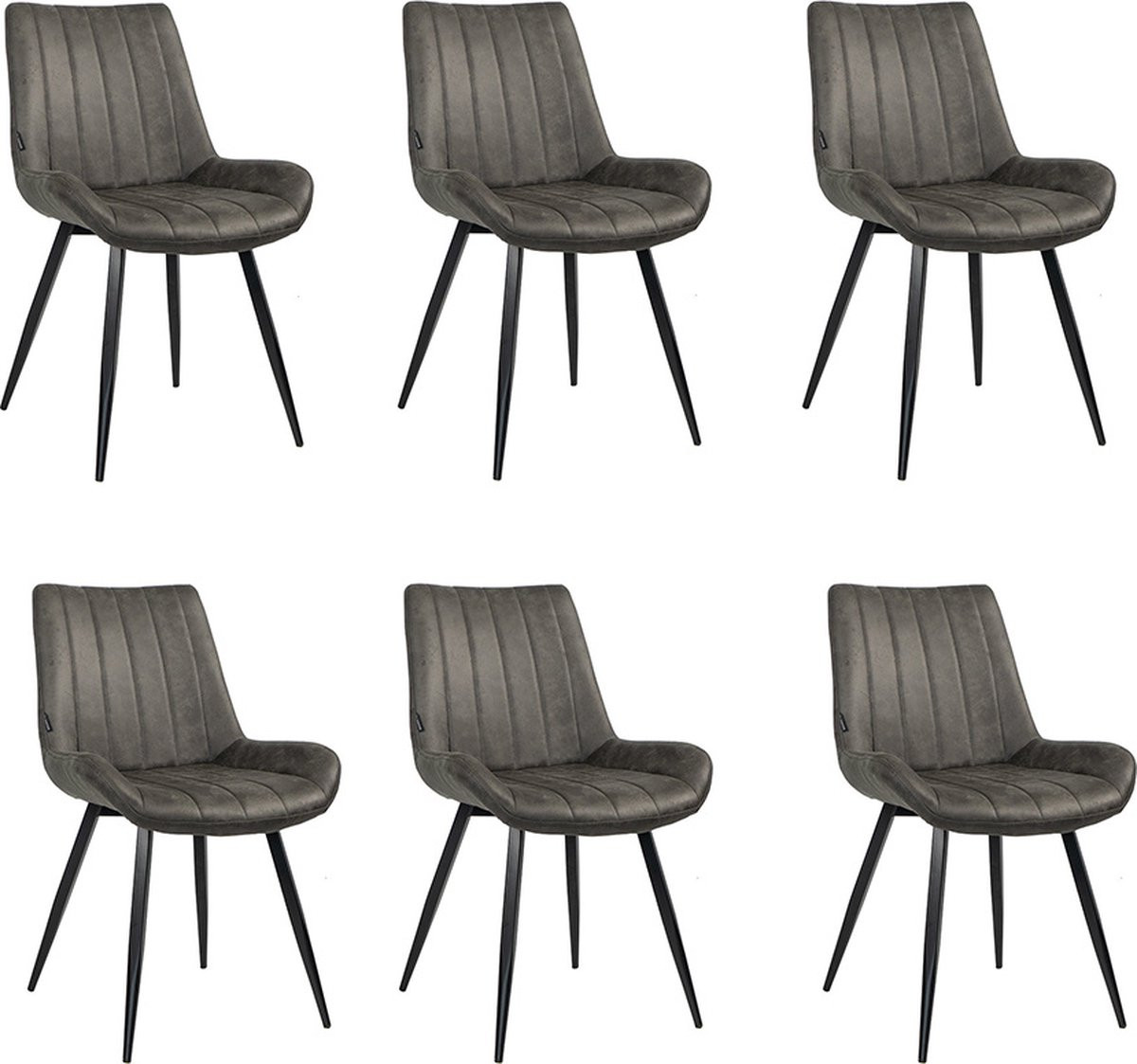 Bronx71® Industriële eetkamerstoel Brooke antraciet set van 6
