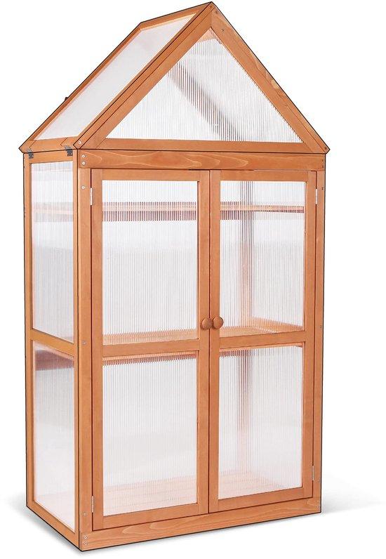 Famanu Kweekkasten 3 Etagen - Höhenverstellbar - 47x80x149 cm - Natur