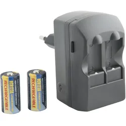 Avacom Lade-Zweikanal-ACFRB-Kit für RCR123-Akkuladung + 2 Stück RCR123 (Kamera Akku Ladegerät), Kamera Stromversorgung, Schwarz