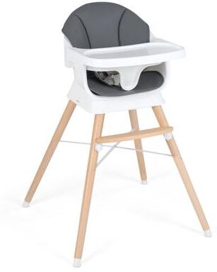 Costway Convertible High Chair for Babies and Toddlers Solid Wood Baby Feeding Chair with 3-Position Adjustable Tray-Gray