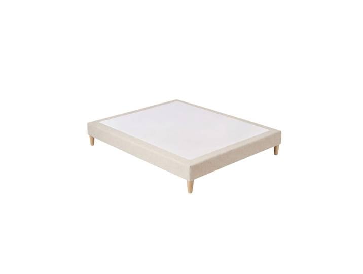 Lit tapissé beige 160 × 200 cm avec tissus naturels