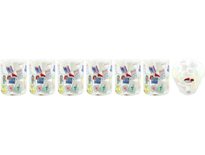 FURNARO Glas Ocean Sip, 6-tlg., Glas, 6-teilig, maritimes Motiv, Glas, Ø8 x 10 cm