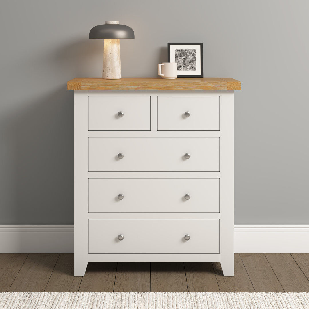 Seconique Windsor 5 Drawer Chest of Drawers Ivory 96.5cm H X 85cm W X 40cm D