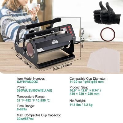 Uplift Picks SucceBuy Dual Station Tumbler Heat Press Machine For 11 To 30 Oz Tumblers And Mugs black C 11.5 Lbs