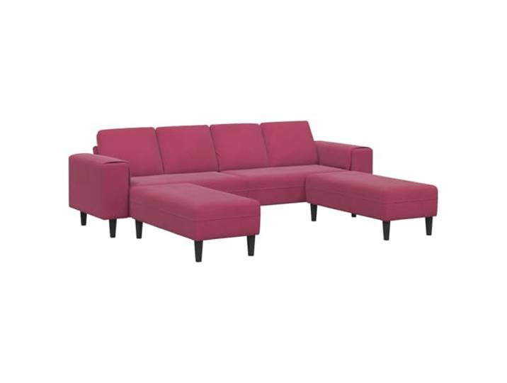 Coespram Sofagarnitur 3-teilig Weinrot 4-Sitzer Couch mit 2 Hockern Elegantes Polstermöbel Set für Ihr Wohnzimmer: Atmungsaktiver Stoffbezug und stabile Konstruktion bis 440 kg Belastbarkeit.