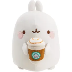 NICI Kuscheltier Molang mit Kaffeebecher 16cm - weiß|schwarz|braun|rosa