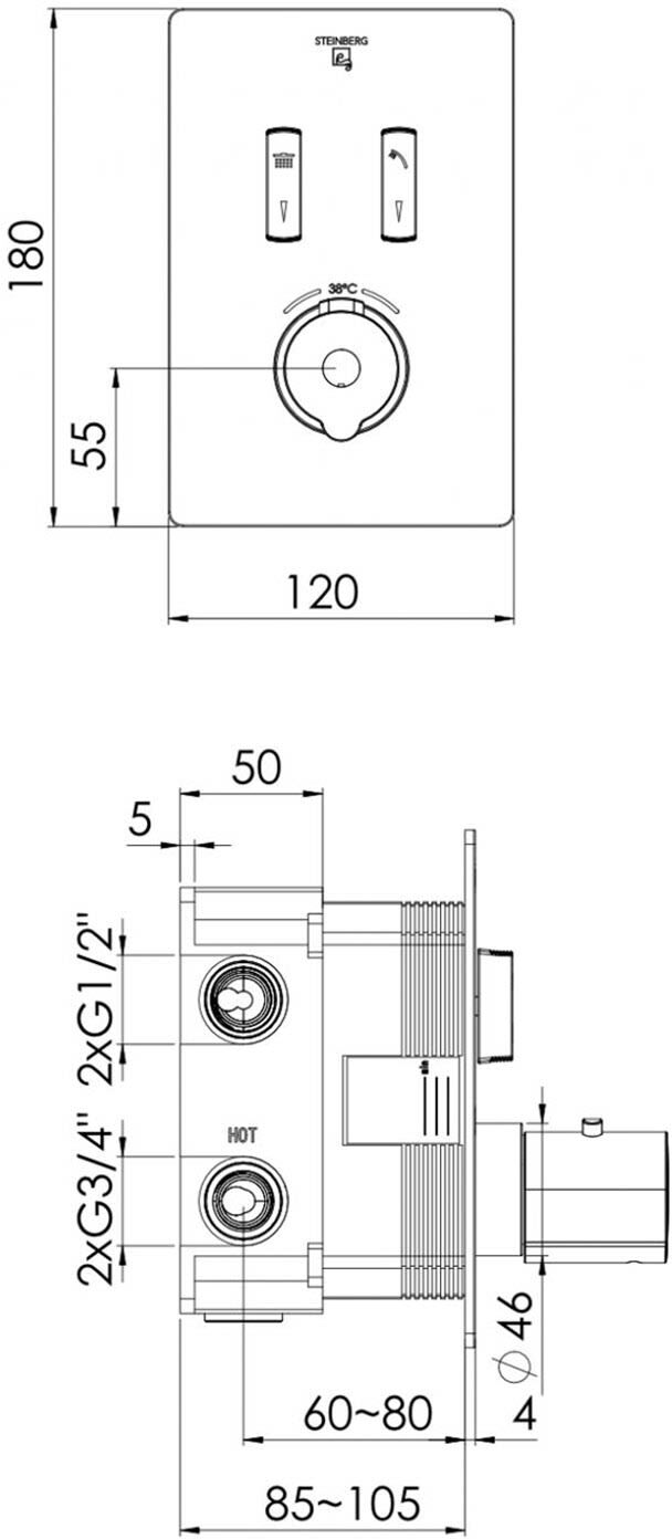Steinberg Serie 390 Fertigmontageset, Badarmaturen, 390 4923 3, chrom