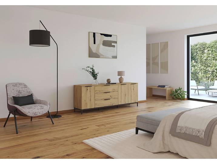 Sideboard Flipp mit Gestell - 72 cm 199cm Holz/Braun/Eiche Artisan Dekor/Grau