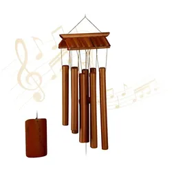 Relaxdays Bambus Windspiel "Tempel" Braun