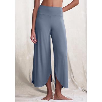 Culotte LASCANA, Damen, Gr. 40/42, N-Gr, blau (jeans), Obermaterial: 93% Polyester, 7% Elasthan, Basic, Hosen Culotte, mit gerundetem Beinsaum in weich fließender Qualität
