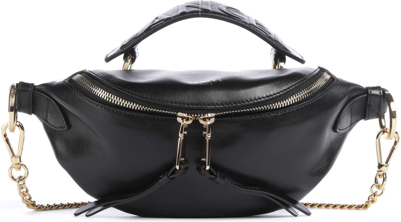 Lancel Origami Mini Umhängetasche aus Leder, schwarz