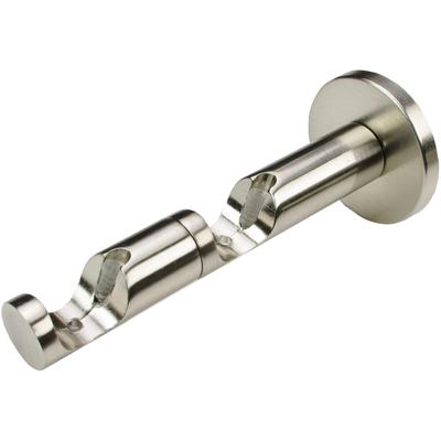 Gardinenstangenhalter LIEDECO "Kombiträger, Träger 2-läufig "France" Gr. 1, silber (edelstahlfarben), L:12cm, Gardinenstangenhalterungen, Halter, Träger für Stangen, Rohre 20 mm