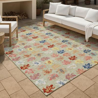 Addison Rugs Machine Washable Indoor/ Outdoor Modern Frogs Chantille Rug