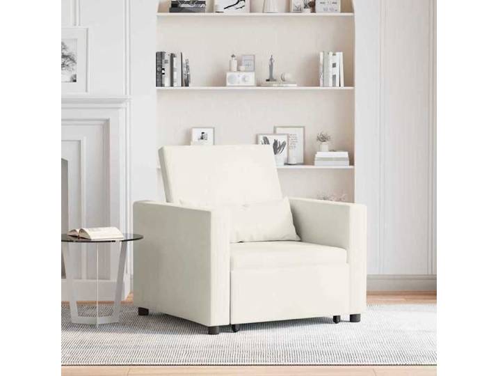 NEW 2026  3-en-1 Canapé-lit convertible - Fauteuil-lit - 1 personne - Crème 90x165x87 cm Velours L6295