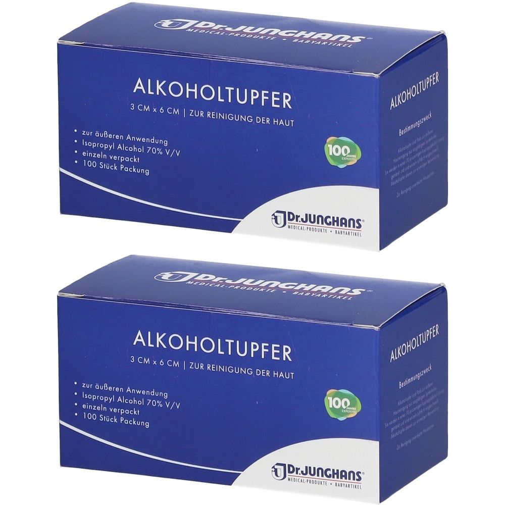Alkoholtupfer 3X3Cm Steril 2x 2x100 St Tupfer