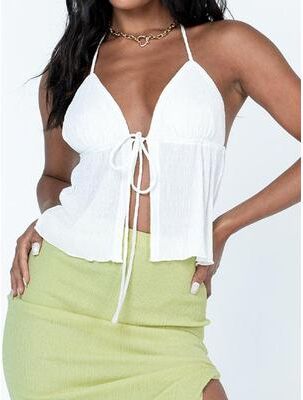 Universal Stock Halter Crop Top Backless Sleeveless Summer Going Out Top For Women white l
