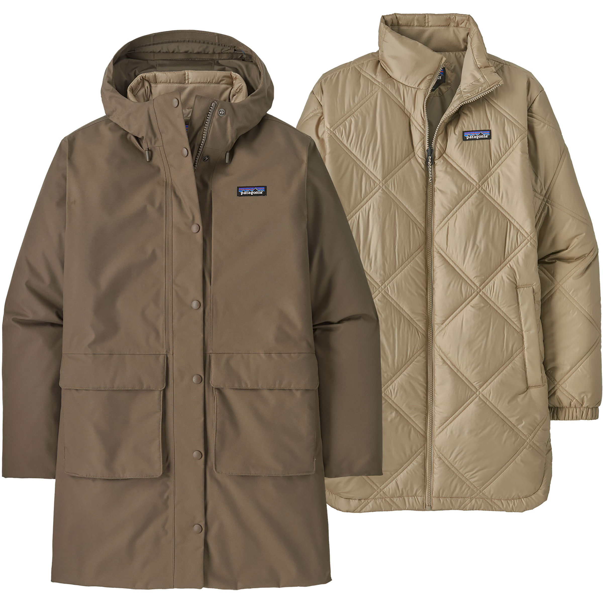 Patagonia 3-in-1 Pine Bank Parka Damen Doppeljacke braun Größe M Lifestyle Winddicht Wasserabweisend