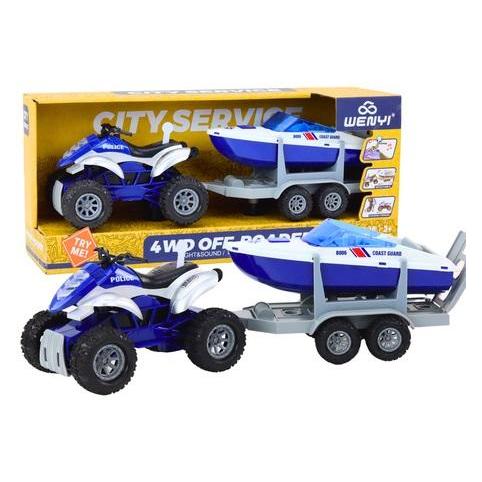 Lean Toys Polizeiquad mit Anhänger zum Transport (52995120)