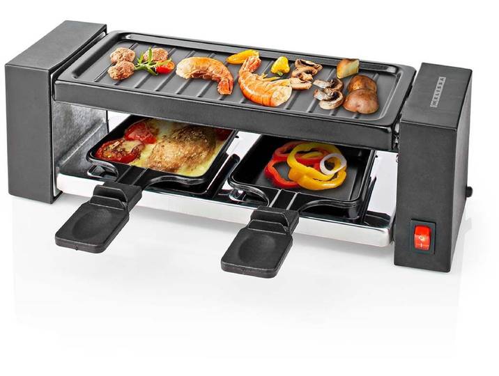 Melissa Gourmetstel voor 2 Personen - 400W - Grillplaat 23x10cm - 2 Raclette Pannetjes met Antiaanbaklaag - 16300031 - Zwart