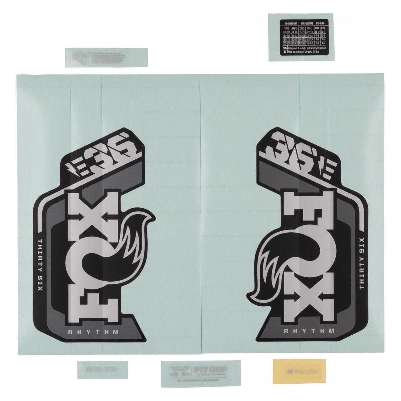 Fox Decal Kit: 2024, 36, Rhythm E-Opt, Gray Logo, Matte Black Fork FK (58892360)
