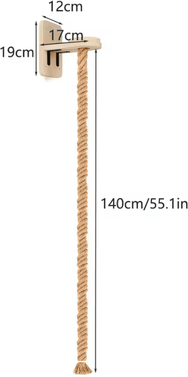 Inspire Curations SkyClimb Wall Mounted Sisal Cat Climber & Scratching Gym 140cm Sisal Rope