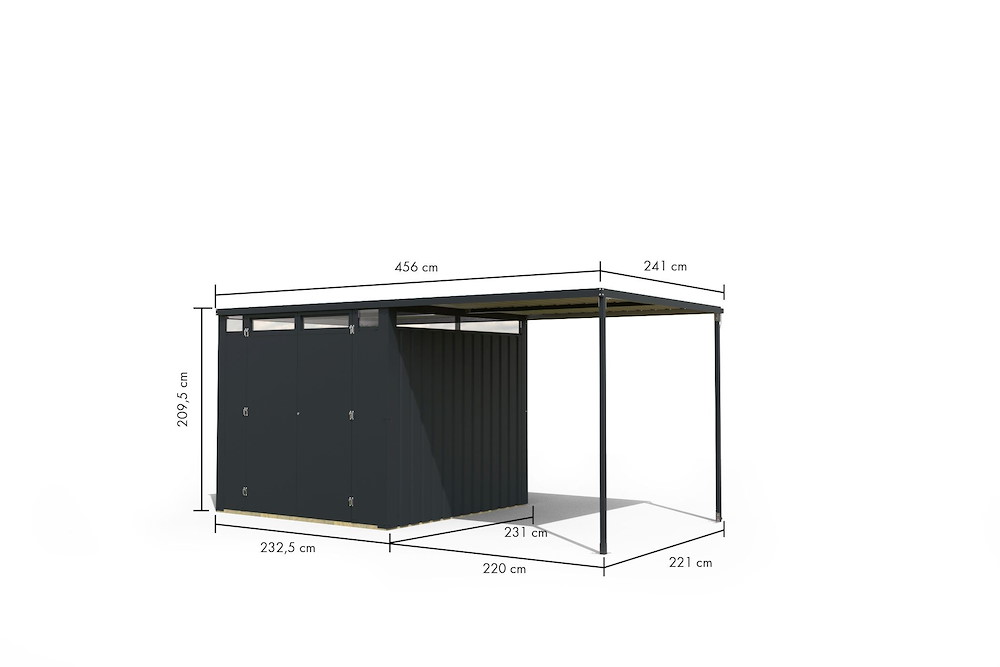 KARIBUHOLZT GH Callisto 2 232x231x210 im Set mit Anbaudach 225cm 16954180
