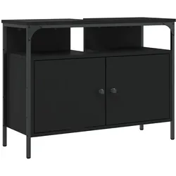 Helloshop26 - Platzsparender Waschtischunterschrank 80 x 30 x 60 cm schwarzes Holzwerkstoff
