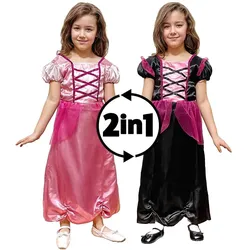Metamorph 2in1 Prinzessinkostüm & Hexenkostüm für Kinder (116, 122, 128)