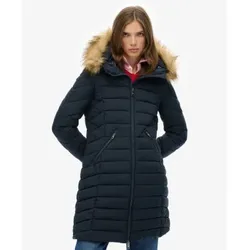 Superdry für Damen. W5011999A Fuji Kunstpelzmantel navy (XS), Lässig, Polyester, Marine