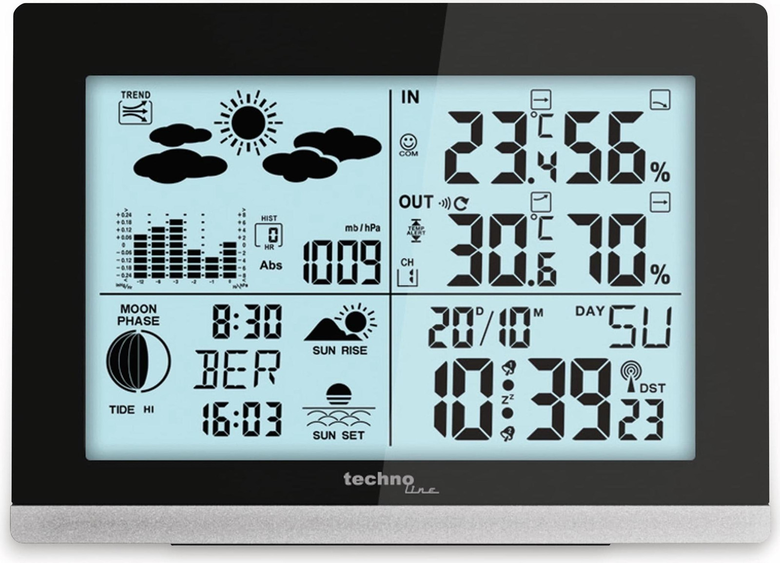 Technoline WS 6762 Binnenhuisbarometer, Vochtigheidsmeter en Thermometer, Zwart
