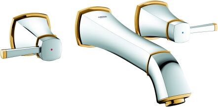 Grandera Grohe Grandera 20415IG0 chrome or, mélangeur mural 3 trous, saillie 234mm