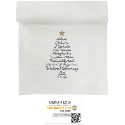 Krasilnikoff Tischläufer Christmas Words, Weiß, 130 x 45 cm