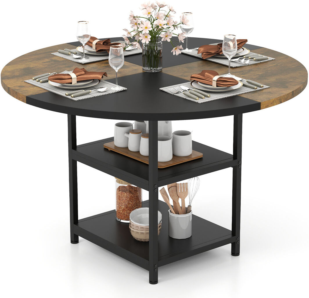 Trent Austin Design Round Dining Table with Iron Base Brown/Black