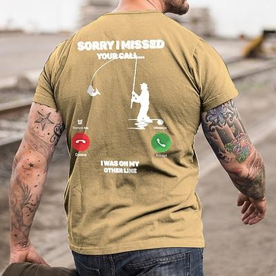 Lustiges Angeln Wortspiel Herren Grafik T-Shirt - 'Entschuldigung dass ich deinen Anruf verpasst habe ich war an meiner anderen Leitung' Kurzarm Tee