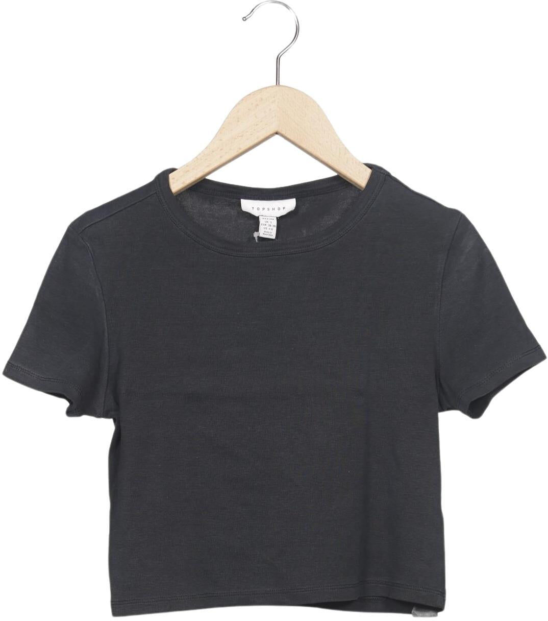 Topshop Petite Damen T-Shirt, Grau, Gr. S, Baumwolle - Second Hand