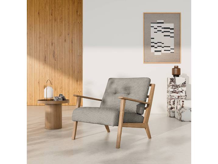 Sessel Grau/Graubraun Cordstoff Scilla 83 x 80 x 75cm