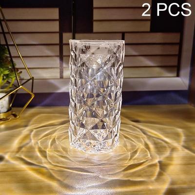 Snug & Styled Crystal Rose LED Bedside Lamp Set Of Decorative Night Lights For Home Wedding & Romantic Decor 2pcs White Light Without Humidifier