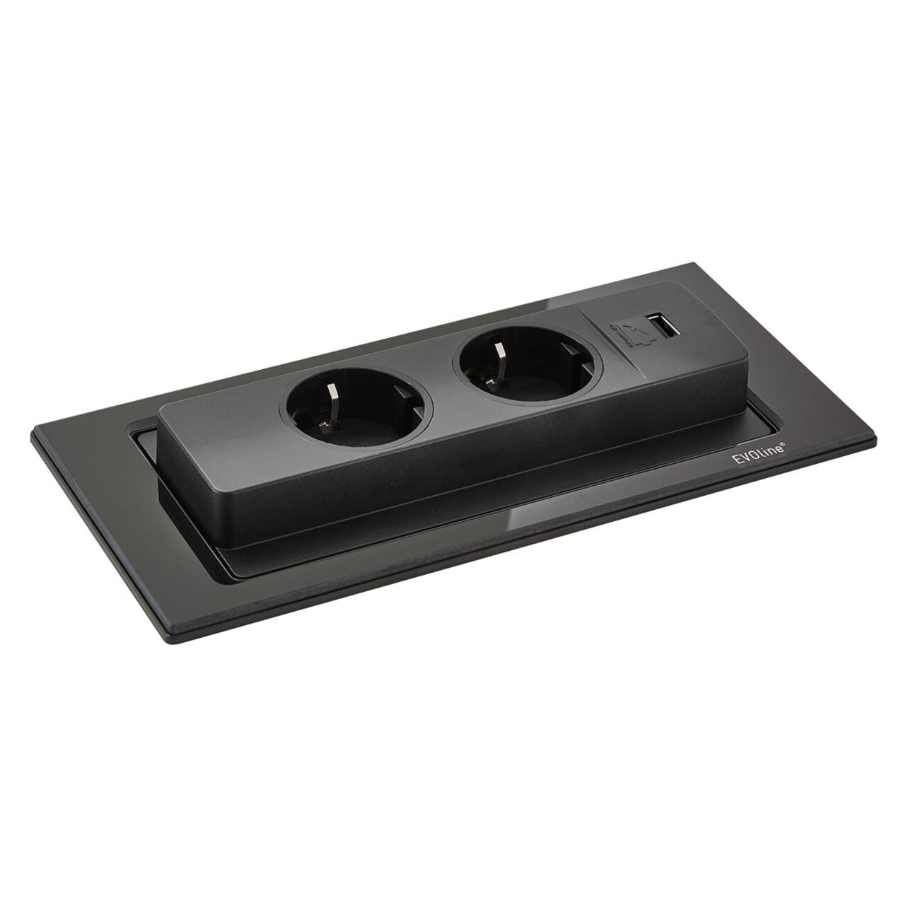 Evoline Einbausteckdose mit USB-Charger BackFlip (1592 7101 6300)