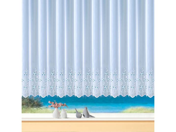 Gardine WECKBRODT Freising, 1 Stück, Kräuselband, transparent, Stickerei Gr. 3, weiss (weiß), B:300cm H:175cm, Polyester, Gardinen, Gardine, echte Stickerei, Lochstickerei, Voile, halbtransparent, Bordüre, Store