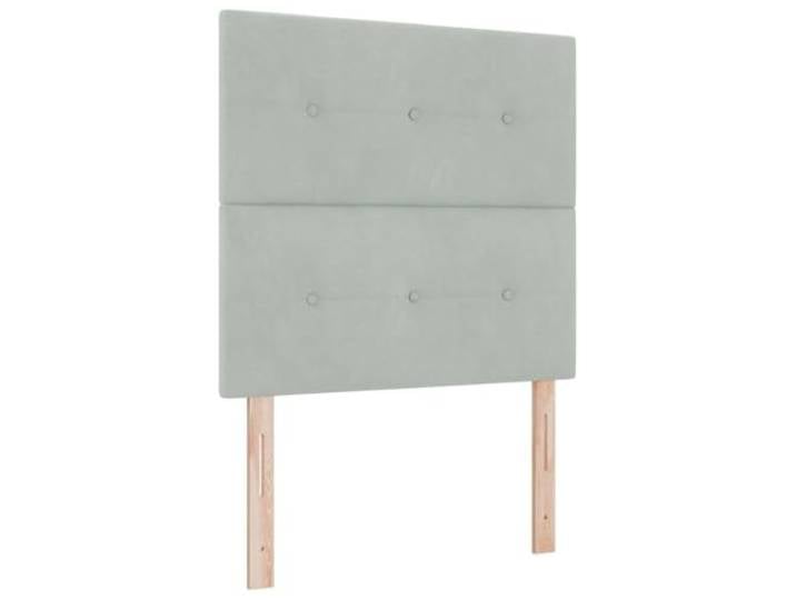 KTHLBRH Boxspringbett hellgrau 90 x 190 cm Samt Verstellbares Kopfteil, Taschenfederkernmatratze, Gestell aus Holz, selbsttragend