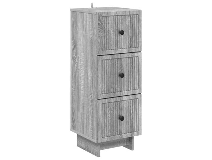 GFEROMRF Schubladenschrank Grau Sonoma 33x34,5x90 cm Holzwerkstoff Kommode Vintage-Look, Metallknopfgriffe, Wandbefestigung, pflegeleicht, Wohnzimmer, Stauraum