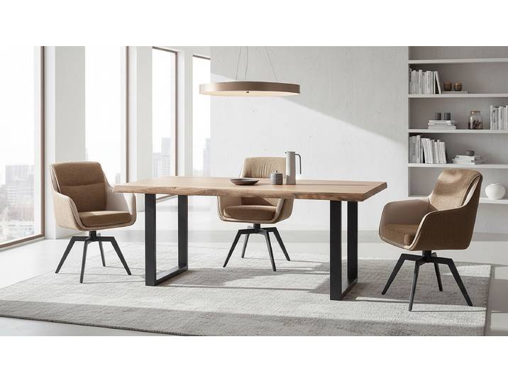 Drehbarer Armlehnenstuhl MARPLE 2er-Set 63 x 91 x 68cm Braun/Braun