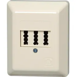 Kopp 33369396 AP Telefonanschlussdose TAE, 2 Amtsleitungen und 1 Zusatzgerät, 3x6/6-polig, NFF-Codierung, Farbe: weiß  - 2 Stück