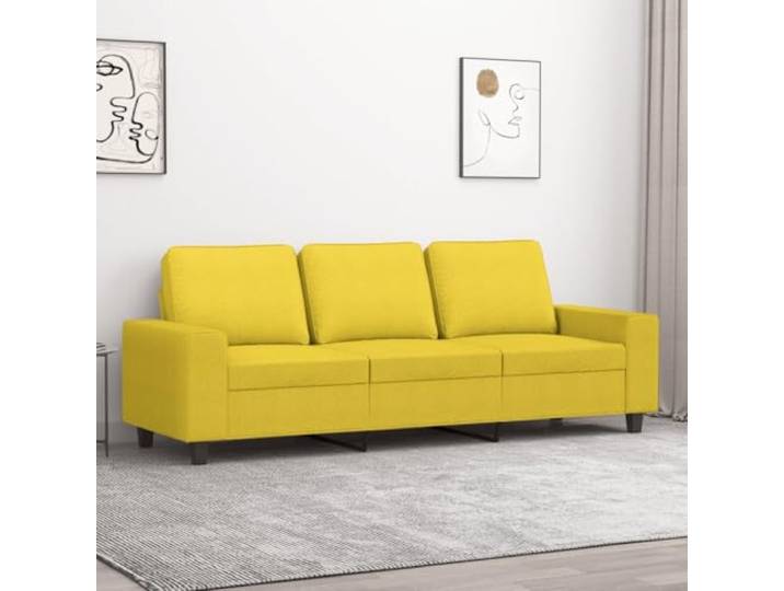 HEFZGDB 3-Sitzer Sofa Hellgelb 180 cm Stoff Polstermöbel Wohnzimmer Sitzgruppe mit strapazierfähigem Bezug atmungsaktiv langlebig Metallgestell robust stabil dick gepolsterte