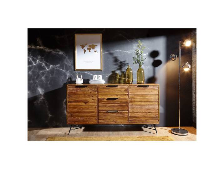 Lomadox Sideboard, Design Massiv Holz, Industrial-Design B/H/T ca. 160/88/40cm