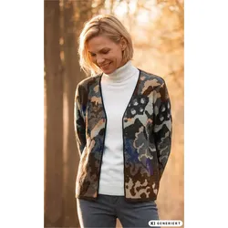 Alpaka-Strickjacke in Jacquard grau in Größe 40/42 von DW-Shop, Grau, 40/42