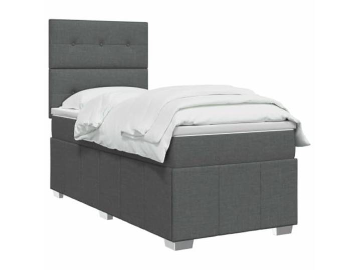 vidaXL LED Boxspringbett mit Matratze Dunkelgrau 80 x 200 cm Stoff Coole Beleuchtung für modernen Stil, Höhe anpassen für deinen Komfort, Verbesserung des Schlafs mit Bewegungsisolierung