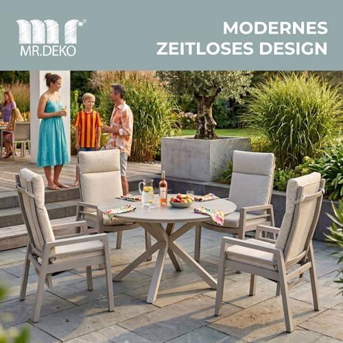 Gartenstuhl Hochlehner 2er Set Sevilla Gartenstühle beige Ivory | Verstellbare Rückenlehne