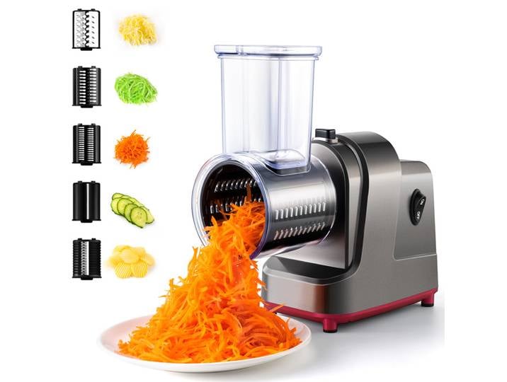 LMETJMA 250W 5 en 1 trancheuse de légumes électrique broyeur automatique salade tireur Machine fromage râpe carotte chou Cutter JT253