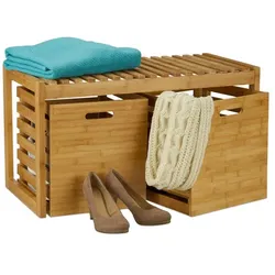 Relaxdays Sitzbank mit Stauraum Bambus Hellbraun